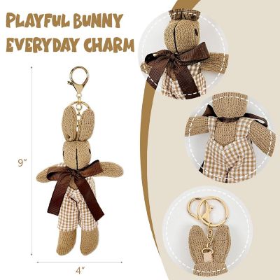 Wrapables Plush Keychain Pendant Charm for Bag, Brown Bunny Image 1