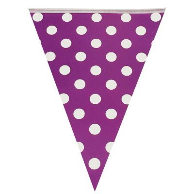 Wrapables Purple Polka Dots Triangle Pennant Banner Party Decorations Image 1