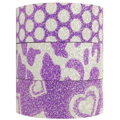 Wrapables Purple Power 5M x 15mm Washi Masking Tape (set of 3) Image 1