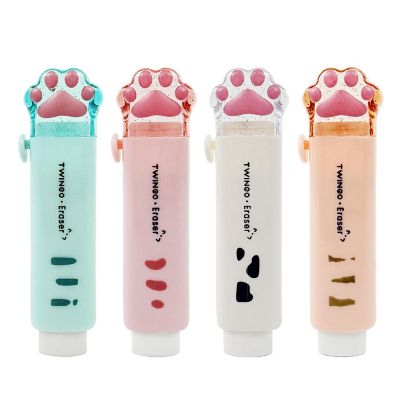 Wrapables Push-Pull Retractable Cat Paw Erasers, (Set of 4), Pastel Image 1