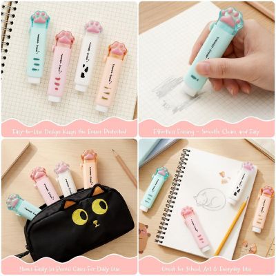 Wrapables Push-Pull Retractable Cat Paw Erasers, (Set of 4), Pastel Image 2