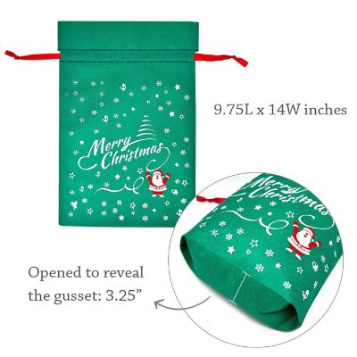 Wrapables Red & Green Christmas Holiday Drawstring Gift Bags (Set of 8) Image 1