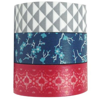 Wrapables Red White and Blue 10M x 15mm Washi Masking Tape (set of 3) Image 1