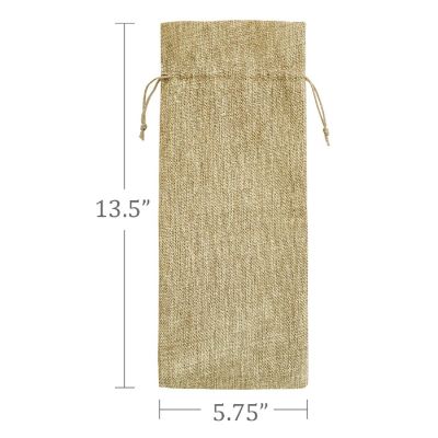 Wrapables Reusable Burlap Wine Bags, Rustic Gift Bags with Drawstring (Set of 8), Natural Image 1