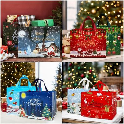 Wrapables Reusable Holiday Christmas Gift Bags with Handles for Gift Wrap, Parties, Favors and Treats (Set of 8), Blue Night Image 2
