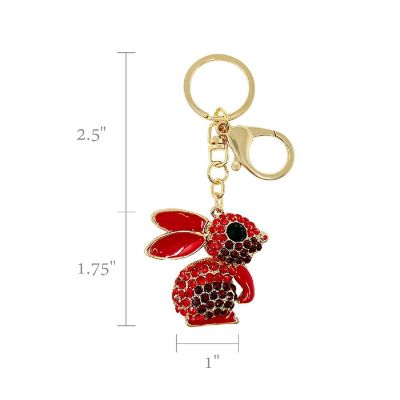 Wrapables Rhinestones rabbit key chains / Red Image 1