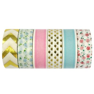 Wrapables Roses are Red, Roses are Blue Washi Tapes Decorative Masking Tapes (AD88), set of 6 Image 1