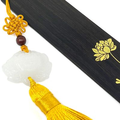 Wrapables Sandalwood Bookmark with Pendant Tassel, Lotus Image 1