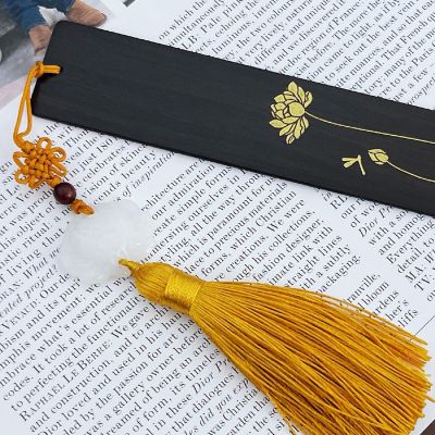 Wrapables Sandalwood Bookmark with Pendant Tassel, Lotus Image 2