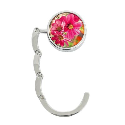 Wrapables Scenic Purse Hook Hanger, Foldable Handbag Table Hanger, Pink Daisies Image 1