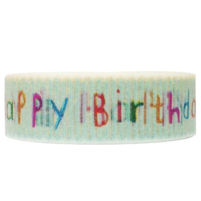 Wrapables Scripted Washi Masking Tape, Happy Birthday Image 1