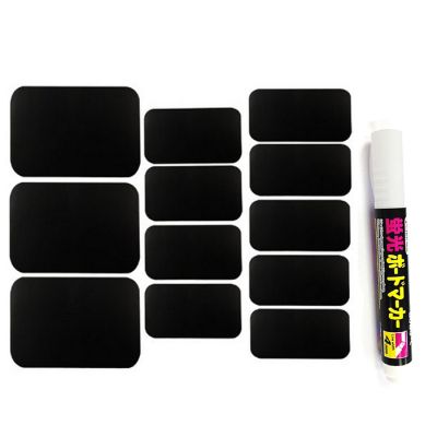 Wrapables Set of 32 Chalkboard Labels in Various Sizes, Rectangle With Chalk Pen Image 1