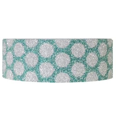 Wrapables Shimmer Washi Masking Tape, Green Dots Image 1