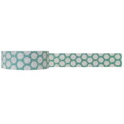 Wrapables Shimmer Washi Masking Tape, Green Dots Image 1