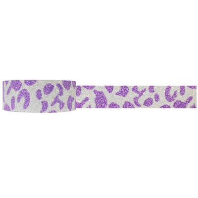 Wrapables Shimmer Washi Masking Tape, Purple Leopard Image 1