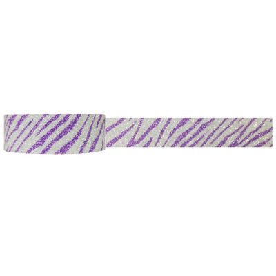 Wrapables Shimmer Washi Masking Tape, Purple Zebra Image 1