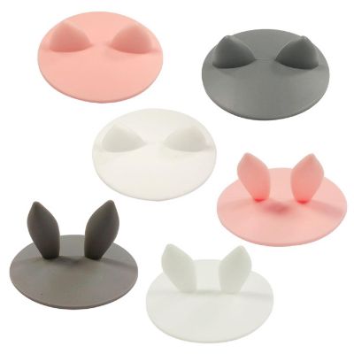 Wrapables Silicone Cup Lids, Anti-Dust Leak-Proof Coffee Mug Covers (Set of 6), Animal Ears Image 1