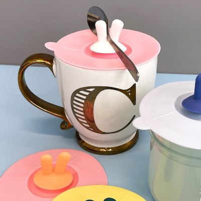 Wrapables Silicone Cup Lids, Anti-Dust Leak-Proof Coffee Mug Covers (Set of 6), Rabbit Ears Image 2