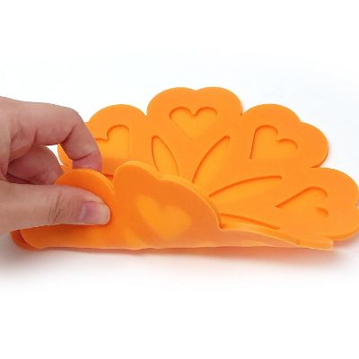 Wrapables Silicone Pot Holders, Multi-use Durable Flexible Non-Slip Insulated Silicone Trivet (Set of 4), Orange Hearts Image 2
