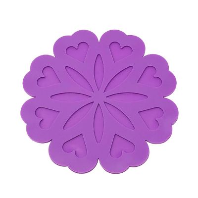 Wrapables Silicone Pot Holders, Multi-use Durable Flexible Non-Slip Insulated Silicone Trivet (Set of 4), Purple Hearts Image 1