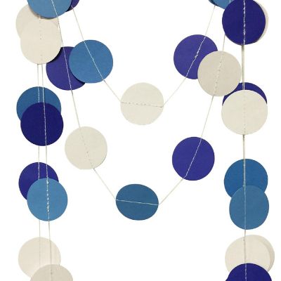 Wrapables Sky Blue, White, Navy Circle Dot Paper Garland Hanging D&#233;cor, 26Ft, Set of 2 Image 2