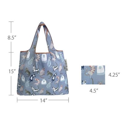 Wrapables Small Foldable Tote Nylon Reusable Grocery Bags, Cool Felines Image 2