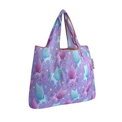 Wrapables Small Foldable Tote Nylon Reusable Grocery Bags, Pegasus Image 1