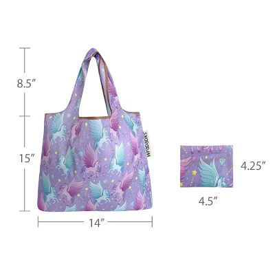 Wrapables Small Foldable Tote Nylon Reusable Grocery Bags, Pegasus Image 2