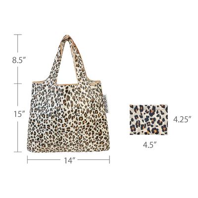 Wrapables Small Foldable Tote Nylon Reusable Grocery Bags, Wild Cat Image 2