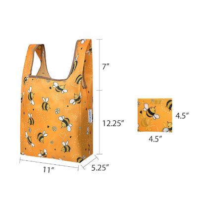Wrapables Small JoliBag Nylon Reusable Grocery Bag, 2 Pack, Bumblebee Image 1