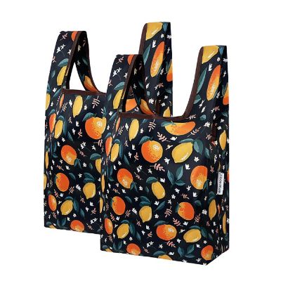 Wrapables Small JoliBag Nylon Reusable Grocery Bag, 2 Pack, Citrus Image 1