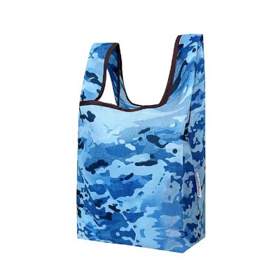 Wrapables Small JoliBag Nylon Reusable Grocery Bag, Camouflage Blue Image 1