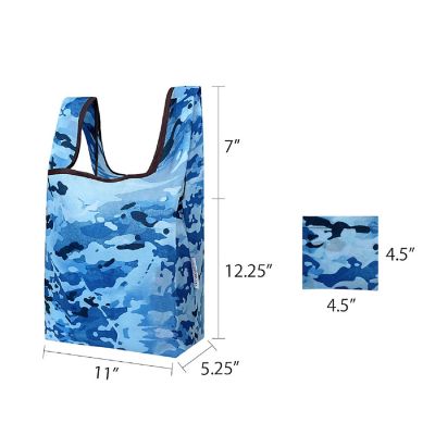 Wrapables Small JoliBag Nylon Reusable Grocery Bag, Camouflage Blue Image 1