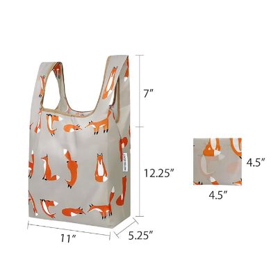 Wrapables Small JoliBag Nylon Reusable Grocery Bag, Foxes 1 Image 1