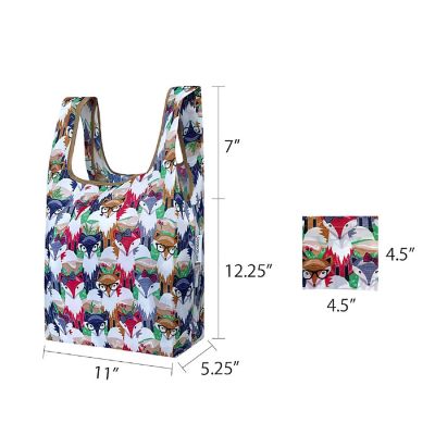 Wrapables Small JoliBag Nylon Reusable Grocery Bag, Foxes 2 Image 1