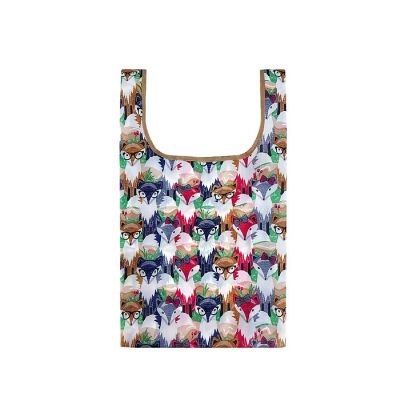 Wrapables Small JoliBag Nylon Reusable Grocery Bag, Foxes 2 Image 2