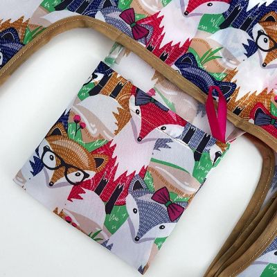 Wrapables Small JoliBag Nylon Reusable Grocery Bag, Foxes 2 Image 3