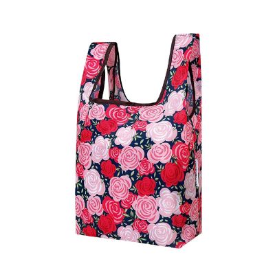 Wrapables Small JoliBag Nylon Reusable Grocery Bag, Rose Garden Image 1