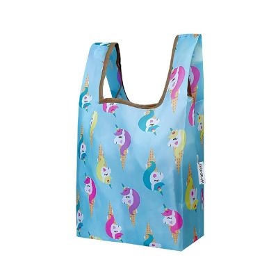 Wrapables Small JoliBag Nylon Reusable Grocery Bag, Unicorn Ice Cream Image 1