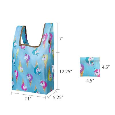Wrapables Small JoliBag Nylon Reusable Grocery Bag, Unicorn Ice Cream Image 1