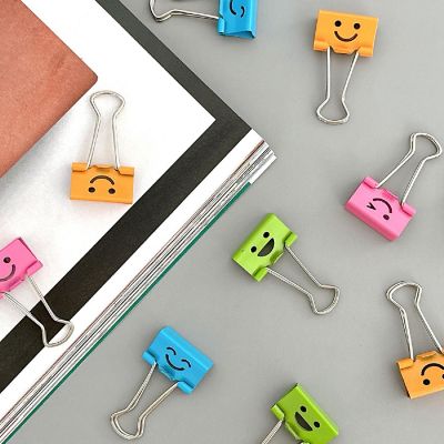 Wrapables Smiling Face Medium Binder Clips, Paper Clamps, Paper Clips (Set of 48) Image 2