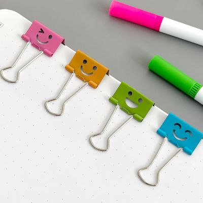Wrapables Smiling Face Medium Binder Clips, Paper Clamps, Paper Clips (Set of 48) Image 3