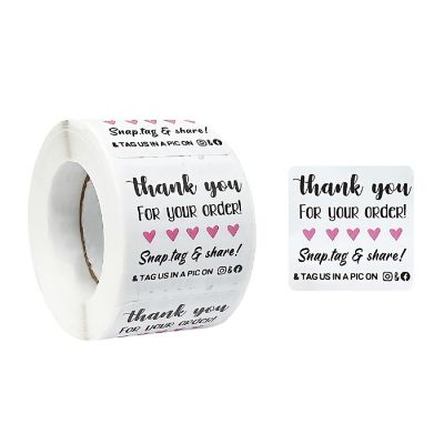 Wrapables Snap Tag & Share Small Business Thank You Stickers Roll, Sealing Stickers and Labels for Boxes, Envelopes, Bags and Packages (500pcs) Image 1
