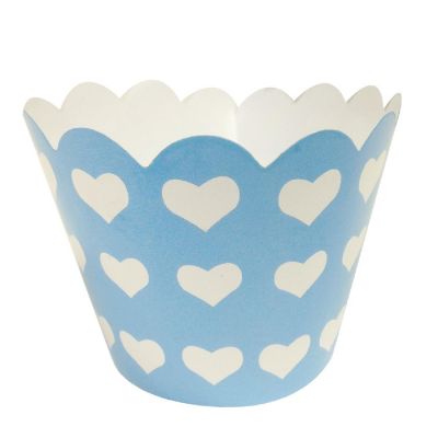 Wrapables Standard Size Hearts Cupcake Wrappers (Set of 20), Blue Image 1