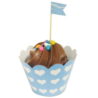 Wrapables Standard Size Hearts Cupcake Wrappers (Set Of 20), Blue Image 1