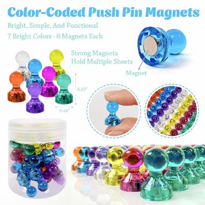 Wrapables Strong and Colorful Push Pin Magnets (56pcs) Image 1