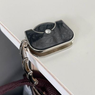 Wrapables Stylish Purse Hook Hanger, Foldable Handbag Table Hanger, Black Baguette Image 3