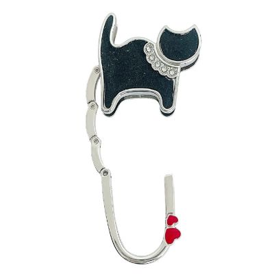 Wrapables Stylish Purse Hook Hanger, Foldable Handbag Table Hanger, Black Cat Image 1