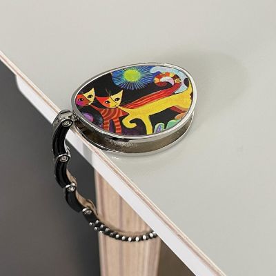 Wrapables Stylish Purse Hook Hanger, Foldable Handbag Table Hanger, Cats Playing Image 2
