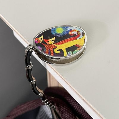 Wrapables Stylish Purse Hook Hanger, Foldable Handbag Table Hanger, Cats Playing Image 3